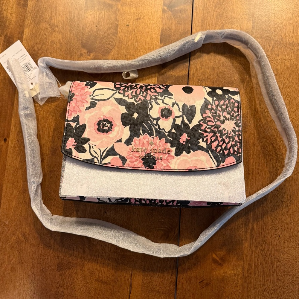 Kate Spade Black and Pink Floral Crossbody Bag